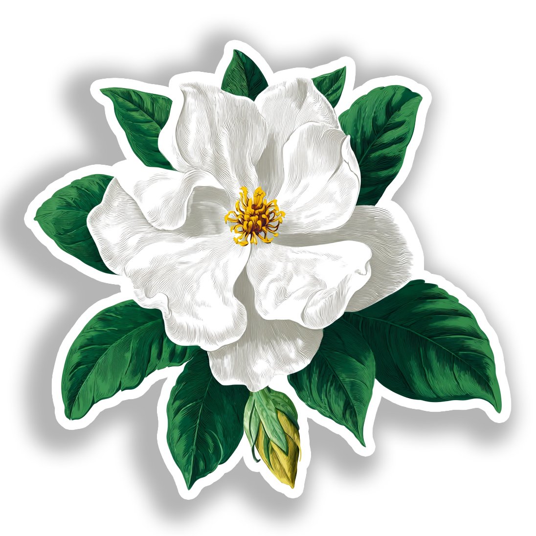 Gardenia Flower Vinyl Decal Sticker for Car, Laptop, Tumbler and more # A019582-4" x 4"