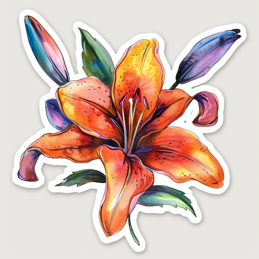 Lily flower majestic Expressive surreal Vinyl Decal Sticker for Car, Laptop, Tumbler and more # F023318