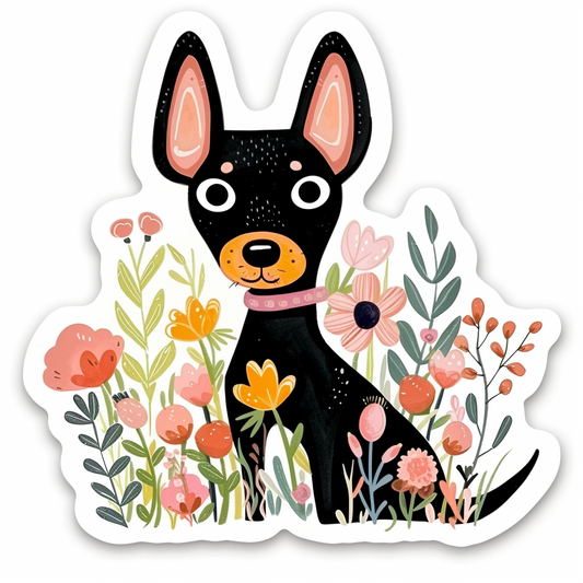 Adorable Doberman Pinscher Dog with Expressive surreal Vinyl Decal Sticker for Car, Laptop, Tumbler and more # F019688-4" x 4"