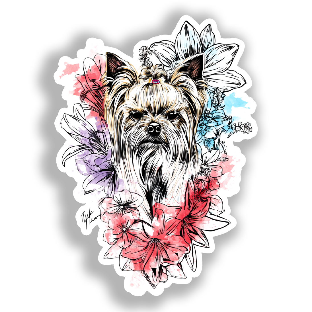 Yorkshire Terrier Dog Vinyl Decal Sticker for Car, Laptop, Tumbler and more # A017185-4" x 4"