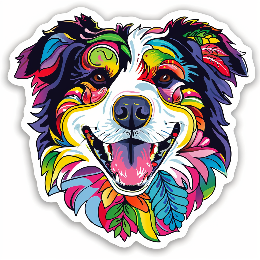 Border Collie Dog majestic Expressive surreal Vinyl Decal Sticker for Car, Laptop, Tumbler and more # F021794-4" x 4"
