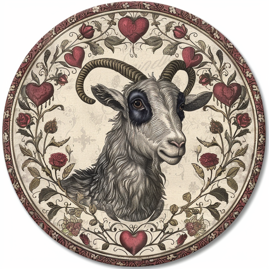 Goat majestic Expressive surreal Vinyl Decal Sticker for Car, Laptop, Tumbler and more # F020682-4" x 4"