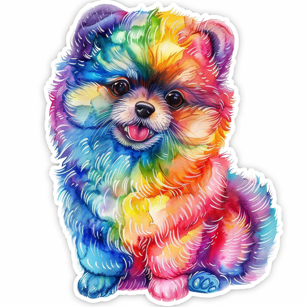 Sticker of a Pomeranian Dog majestic Expressive surreal Vinyl Decal Sticker for Car, Laptop, Tumbler and more # F013768