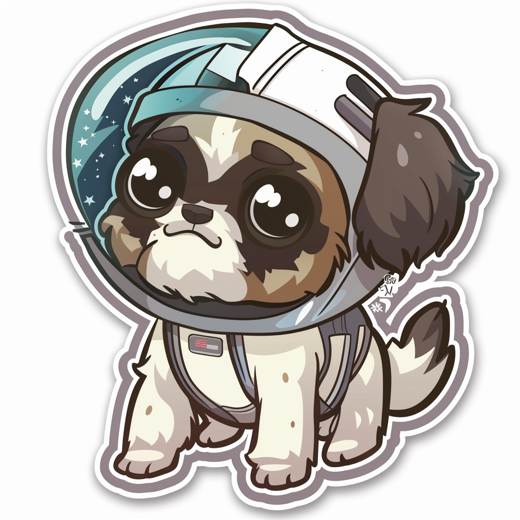 Adorable Shih Tzu Dog Expressive surreal Vinyl Decal Sticker for Car, Laptop, Tumbler and more # F018144
