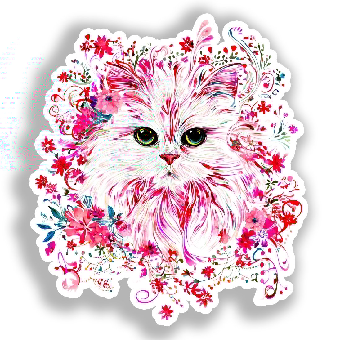 Persian Cat Vinyl Decal Sticker for Car, Laptop, Tumbler and more # A019237-4" x 4"