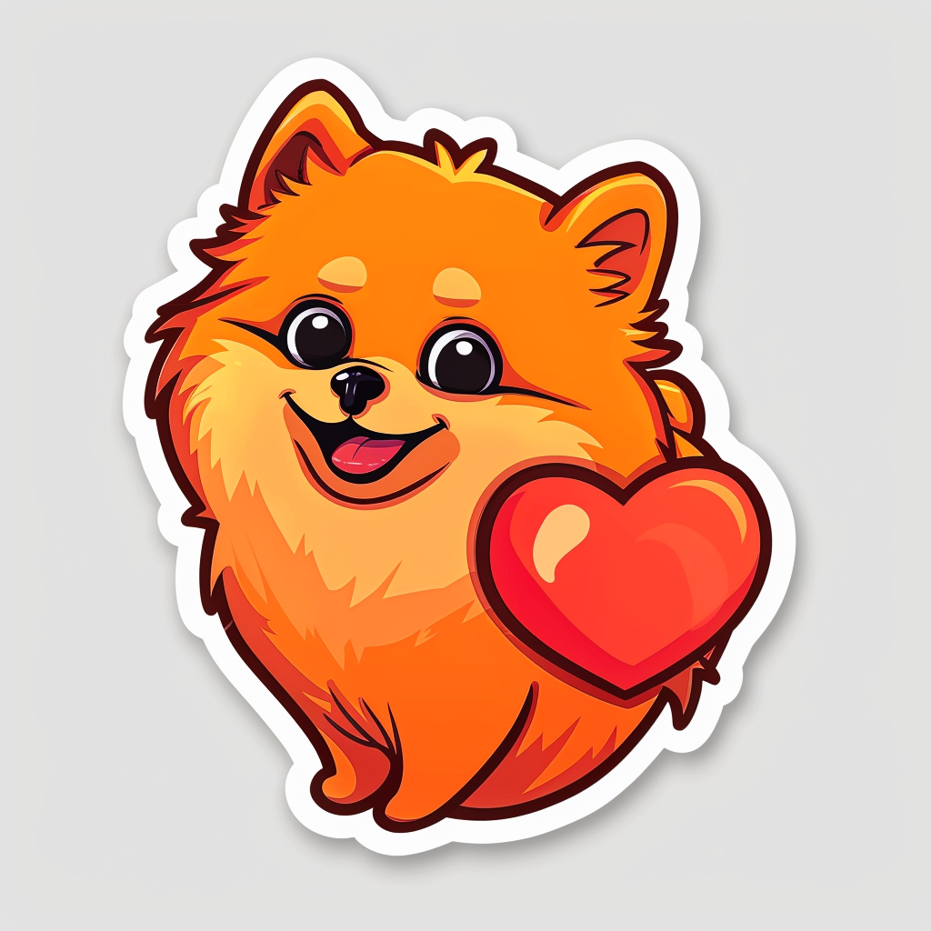 Sticker of a Pomeranian Dog majestic Expressive surreal Heartcore Vinyl Decal Sticker for Car, Laptop, Tumbler and more # F014000
