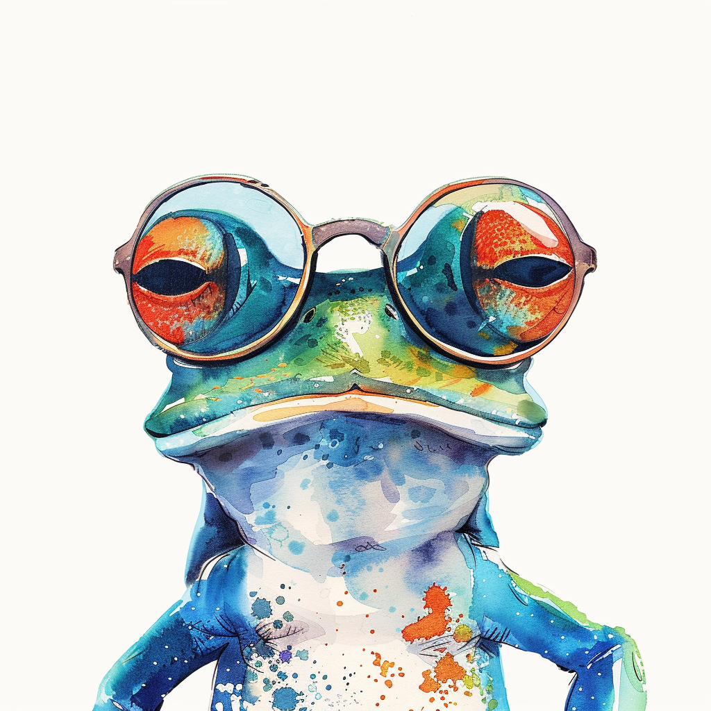 Sticker of a Frog wearing sunglasses majestic Expressive surreal Vinyl Decal Sticker for Car, Laptop, Tumbler and more # F016734