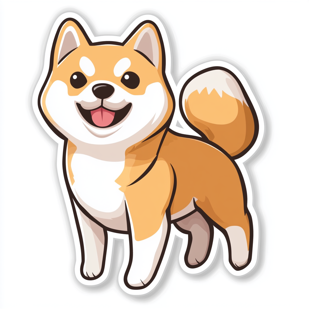 Shiba Inu sticker cartoon style Expressive surreal Vinyl Decal Sticker for Car, Laptop, Tumbler and more # F025845