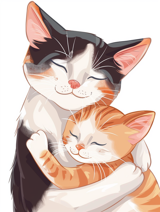 Adorable Cats Hugging  Vinyl Decal Sticker for Car, Laptop, Tumbler and more # F021631-4" x 4"