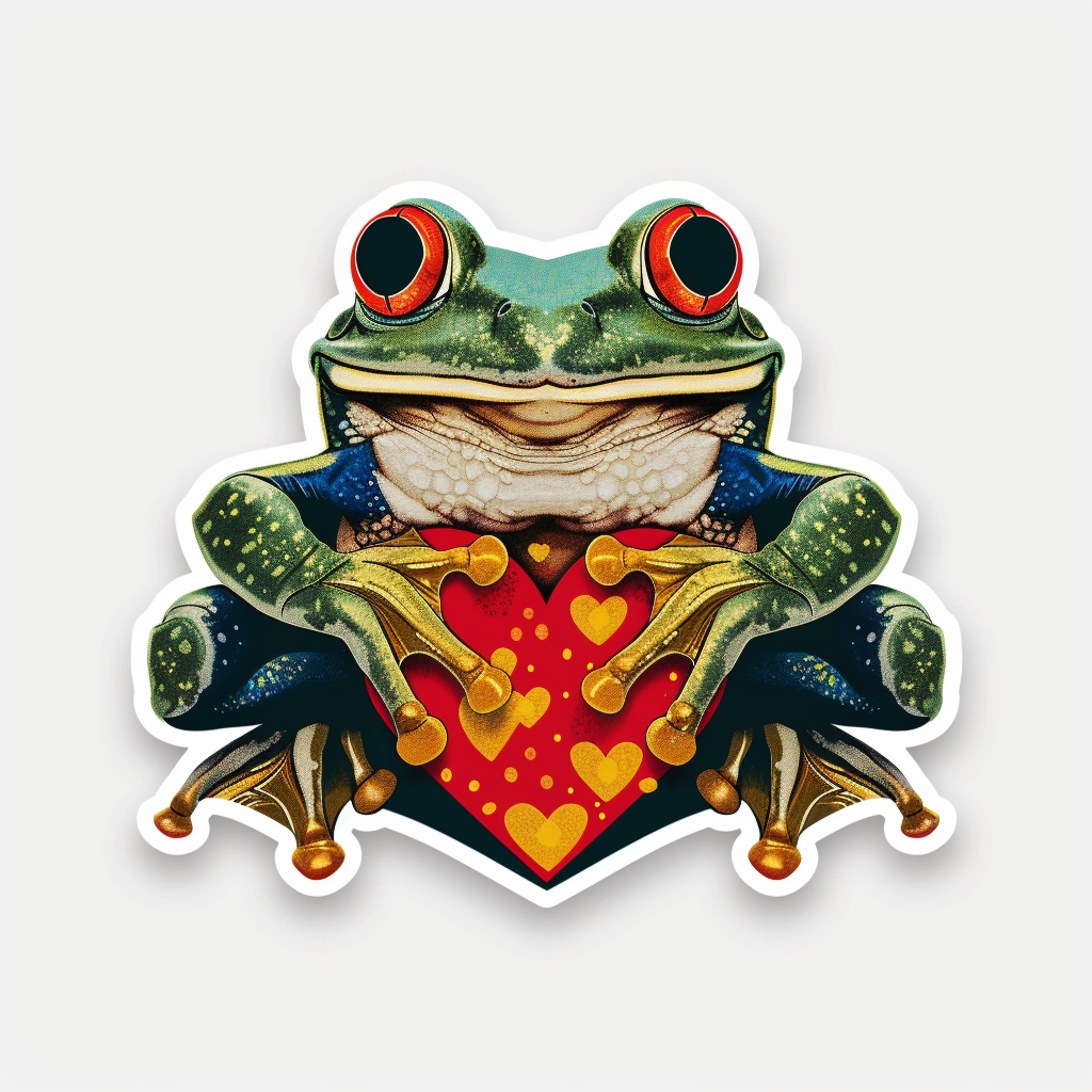 Sticker of a Frog majestic Expressive surreal Vinyl Decal Sticker for Car, Laptop, Tumbler and more # F016650