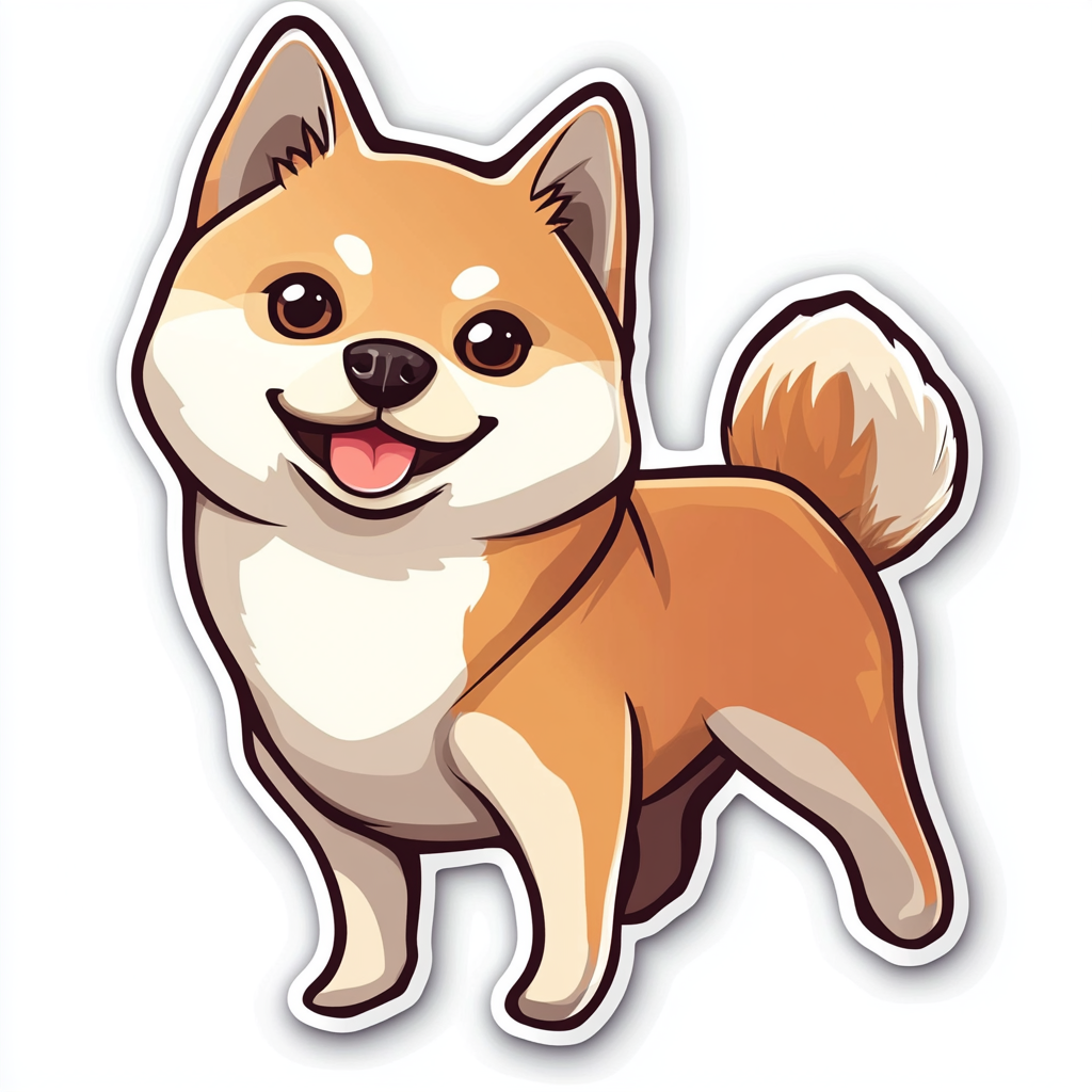Shiba Inu sticker cartoon style Expressive surreal Vinyl Decal Sticker for Car, Laptop, Tumbler and more # F025818