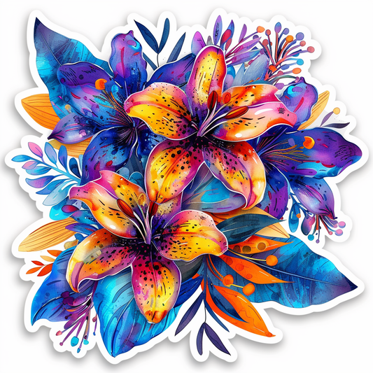 Lily flower majestic Expressive surreal Vinyl Decal Sticker for Car, Laptop, Tumbler and more # F023302