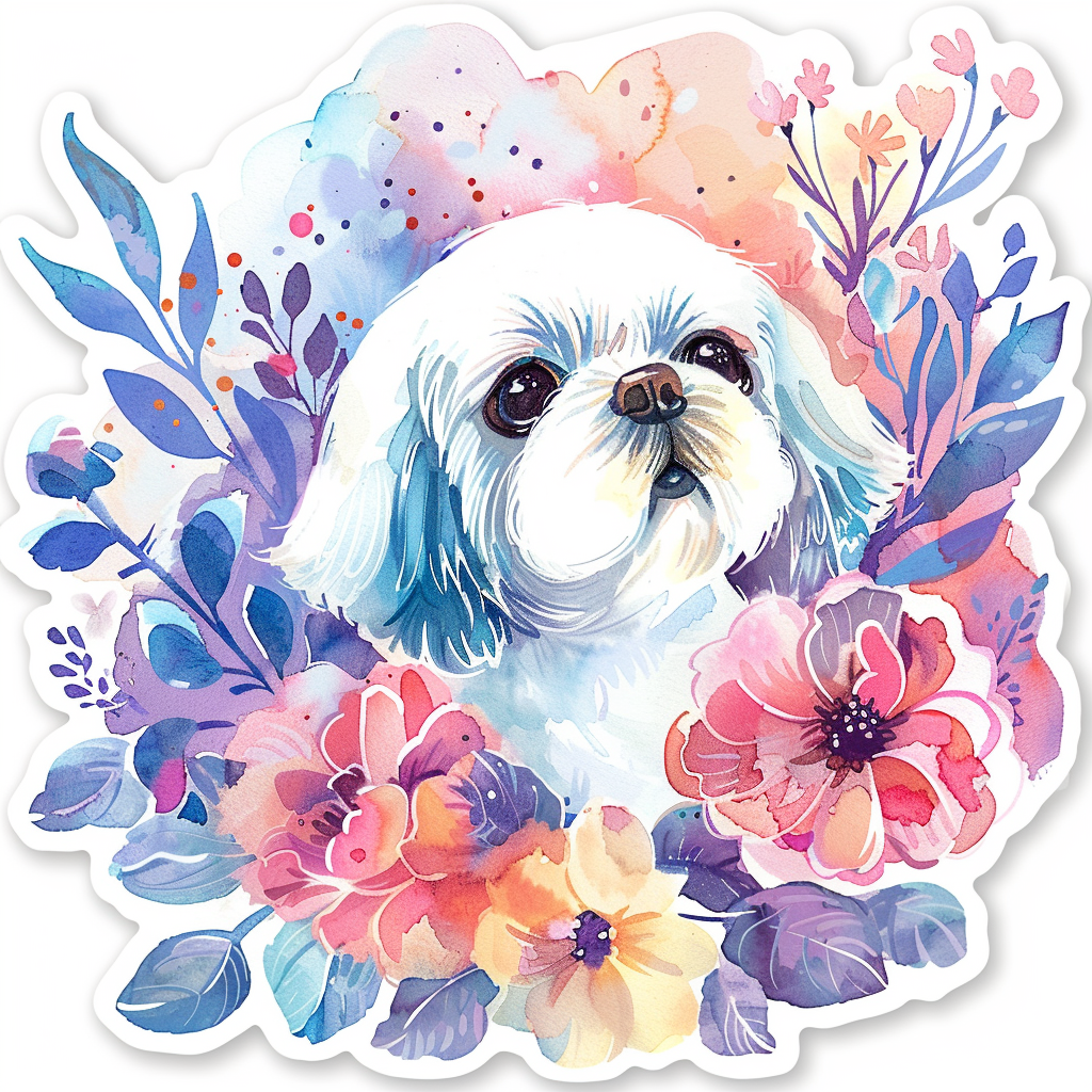 Adorable Shih Tzu Dog Expressive surreal Vinyl Decal Sticker for Car, Laptop, Tumbler and more # F018165