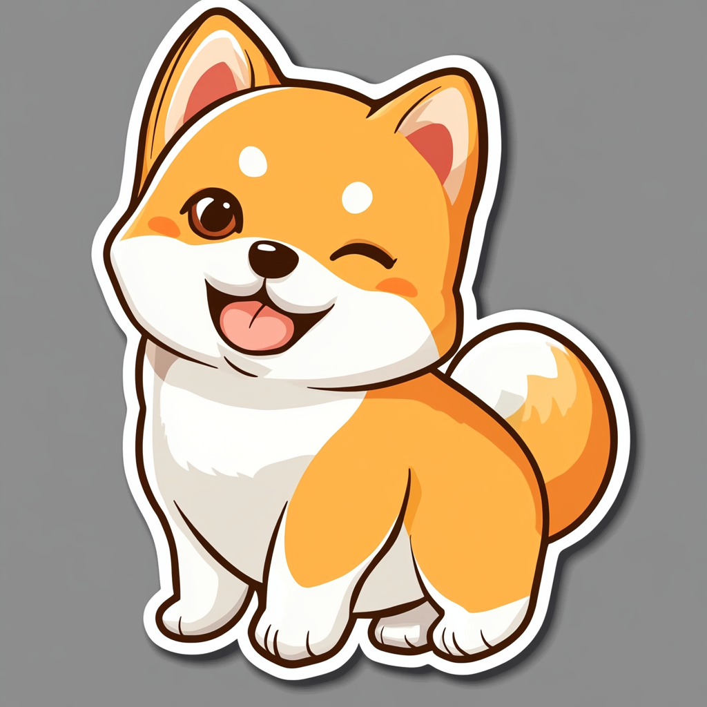 Shiba Inu sticker cartoon style Expressive surreal Vinyl Decal Sticker for Car, Laptop, Tumbler and more # F025846