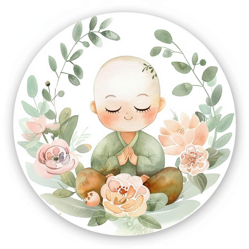 Sticker of an Adorable Buddha Expressive surreal Vinyl Decal Sticker for Car, Laptop, Tumbler and more # F017175
