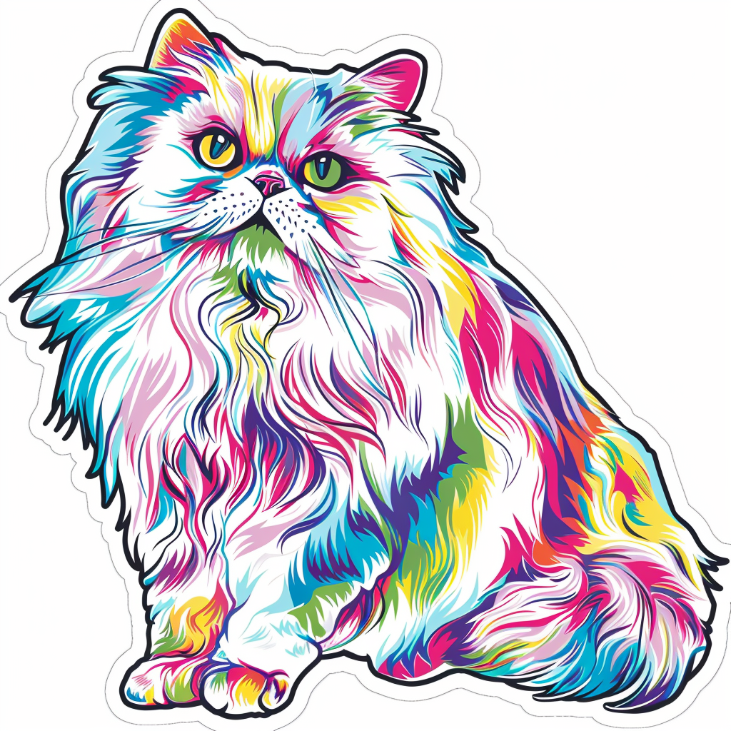 Sticker of a Persian Cat majestic Expressive surreal Vinyl Decal Sticker for Car, Laptop, Tumbler and more # F016323