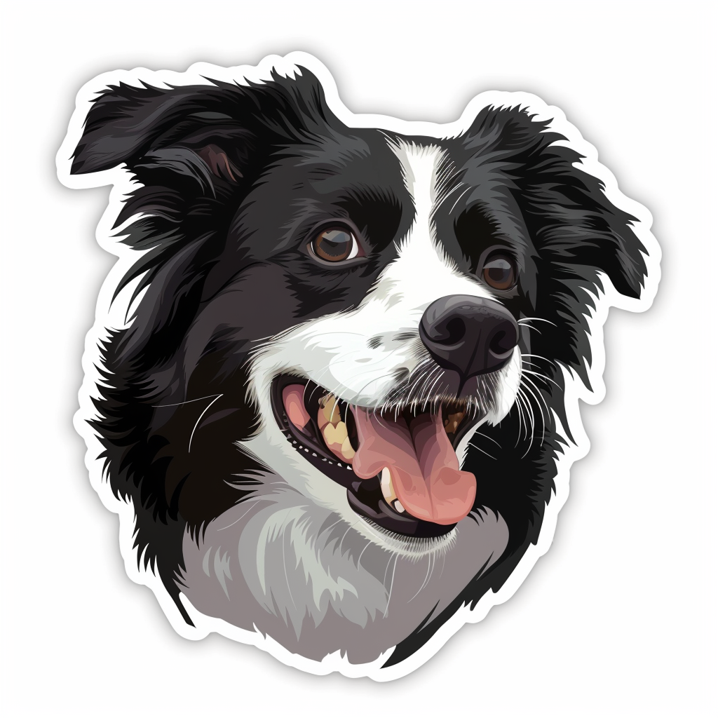 Border Collie Dog majestic Expressive surreal Vinyl Decal Sticker for Car, Laptop, Tumbler and more # F021772-4" x 4"