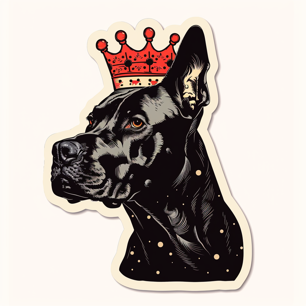 Great Dane Dog crowned majestic Expressive surreal Vinyl Decal Sticker for Car, Laptop, Tumbler and more # F017803