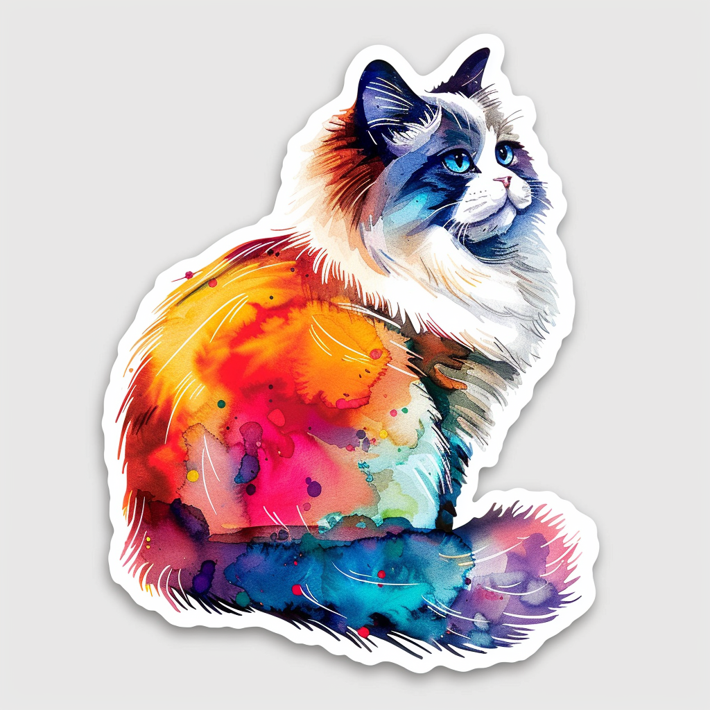 Persian Cat Expressive surreal Vinyl Decal Sticker for Car, Laptop, Tumbler and more # F016132