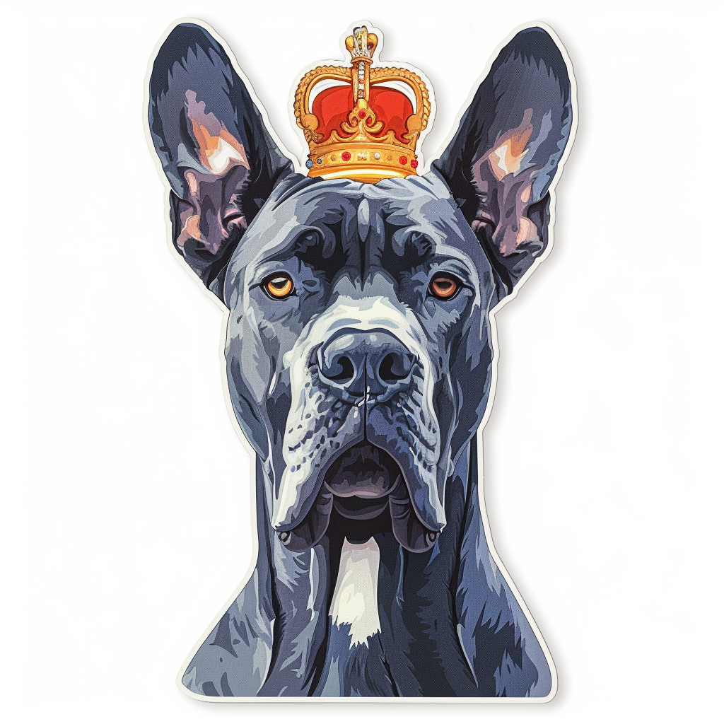 Great Dane Dog crowned majestic Expressive surreal Vinyl Decal Sticker for Car, Laptop, Tumbler and more # F017787