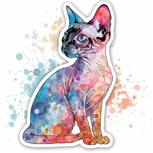 Adorable Cornish Rex Cat Expressive surreal Vinyl Decal Sticker for Car, Laptop, Tumbler and more # F021329-4" x 4"