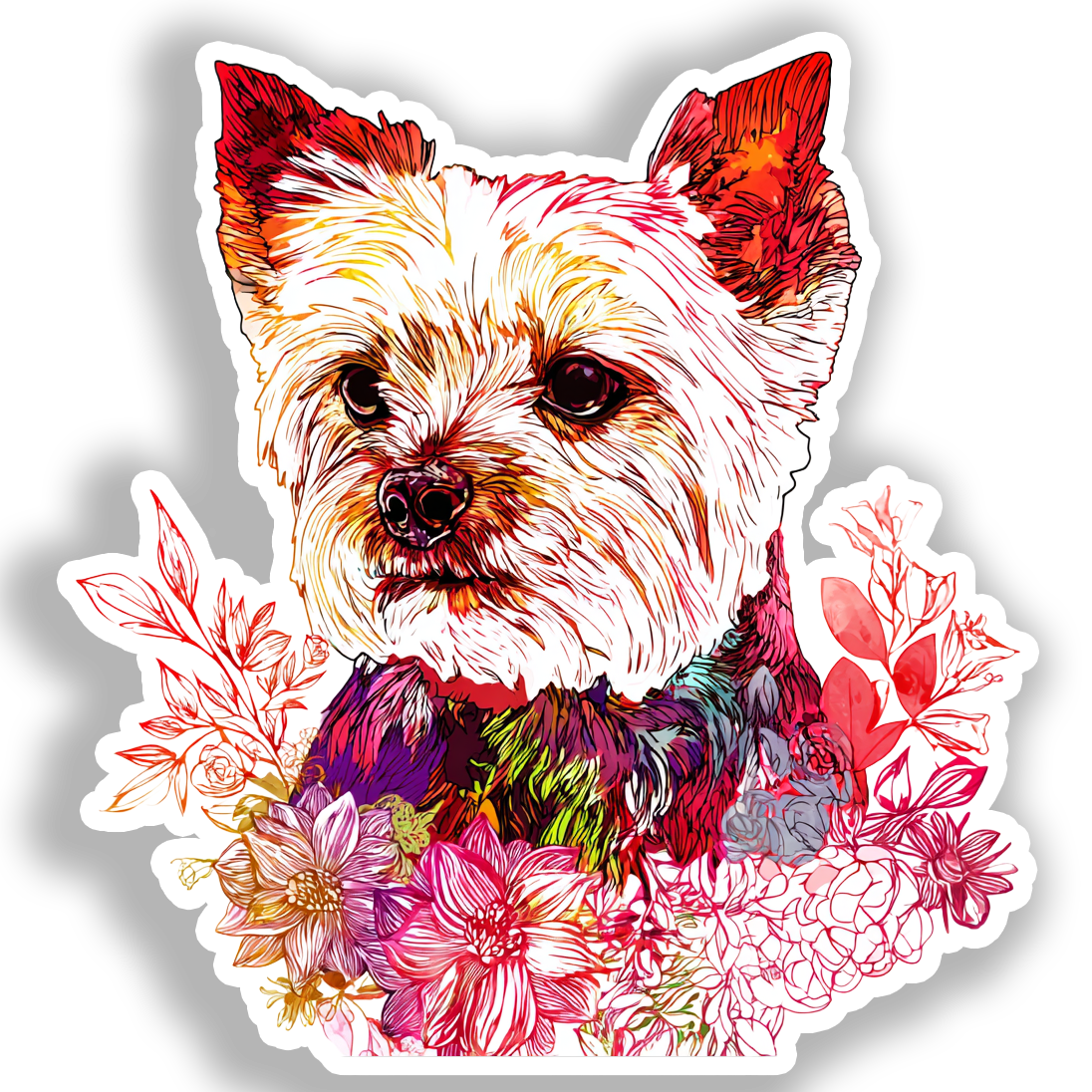 Yorkshire Terrier Dog Vinyl Decal Sticker for Car, Laptop, Tumbler and more # A017084-4" x 4"