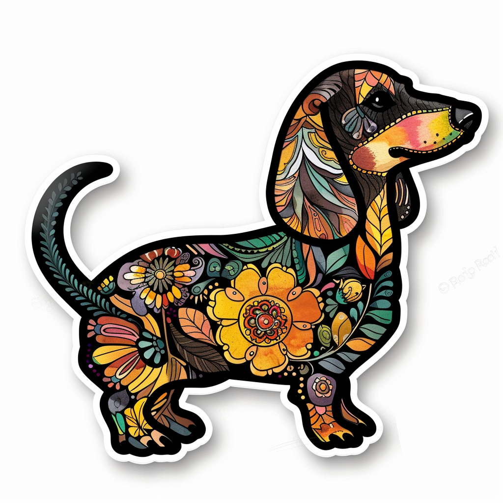 Dachshund Dog floral Vinyl Decal Sticker for Car, Laptop, Tumbler and more # F013155