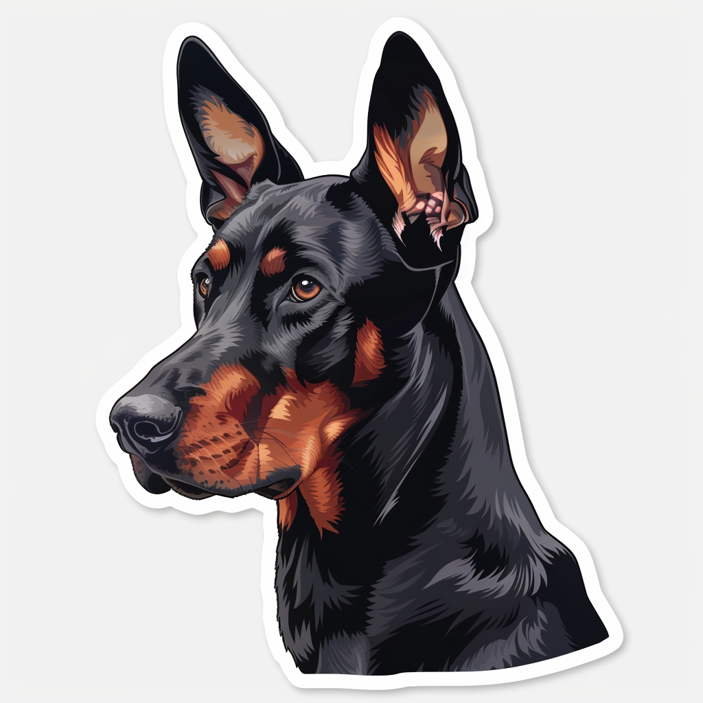 Sticker of a Doberman Pinscher Dog majestic Expressive surreal Vinyl Decal Sticker for Car, Laptop, Tumbler and more # F019255