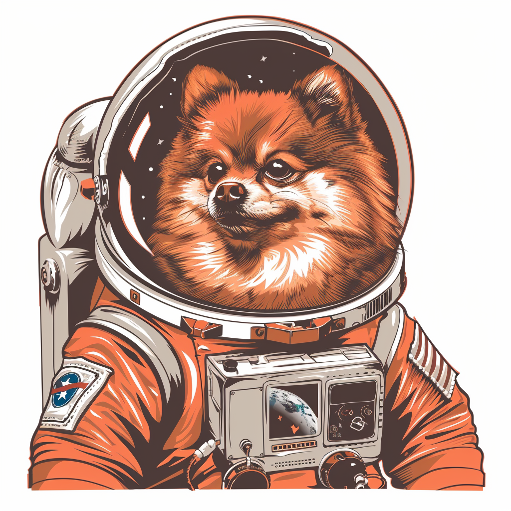 Sticker of a Pomeranian Dog astronaut majestic Expressive surreal Vinyl Decal Sticker for Car, Laptop, Tumbler and more # F013873