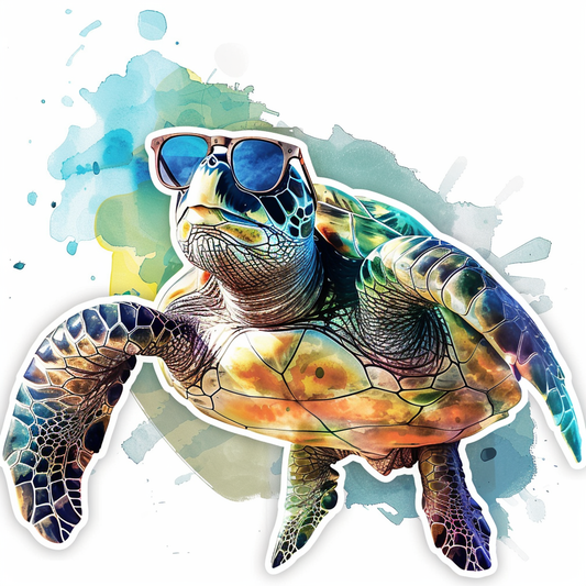 turtle majestic Expressive surreal Vinyl Decal Sticker for Car, Laptop, Tumbler and more # F021954-4" x 4"