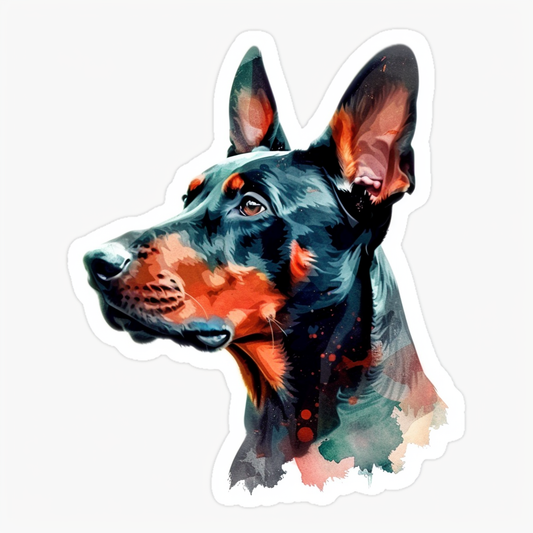 Cute and Adorable Doberman Pinscher Expressive surreal Vinyl Decal Sticker for Car, Laptop, Tumbler and more # F019489-4" x 4"