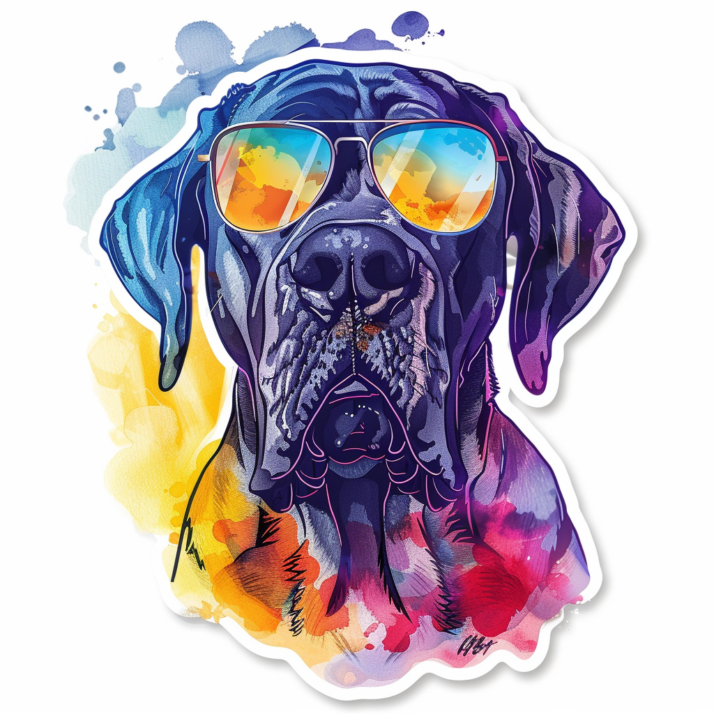 Adorable Great Dane Dog Expressive surreal Vinyl Decal Sticker for Car, Laptop, Tumbler and more # F018088