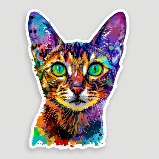 Abyssinian Cat astronaut majestic Expressive surreal Vinyl Decal Sticker for Car, Laptop, Tumbler and more # F021060-4" x 4"