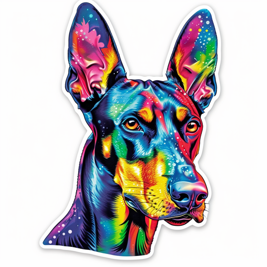 Doberman Pinscher Dog majestic Expressive surreal Vinyl Decal Sticker for Car, Laptop, Tumbler and more # F019578-4" x 4"