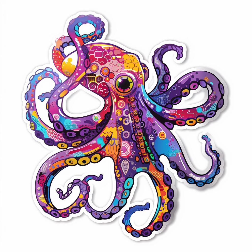 Sticker of a Octopus cyber punk majestic Expressive surreal Vinyl Decal Sticker for Car, Laptop, Tumbler and more # F015614
