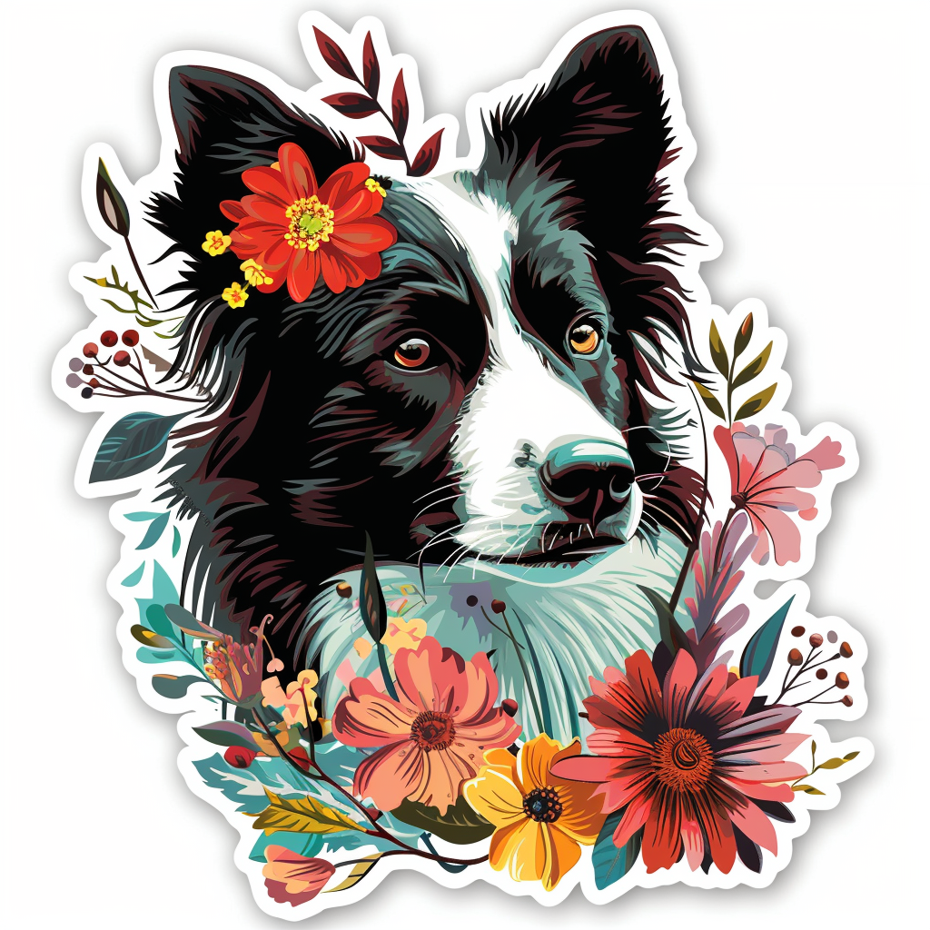 Border Collie Dog majestic Expressive surreal Vinyl Decal Sticker for Car, Laptop, Tumbler and more # F021742-4" x 4"