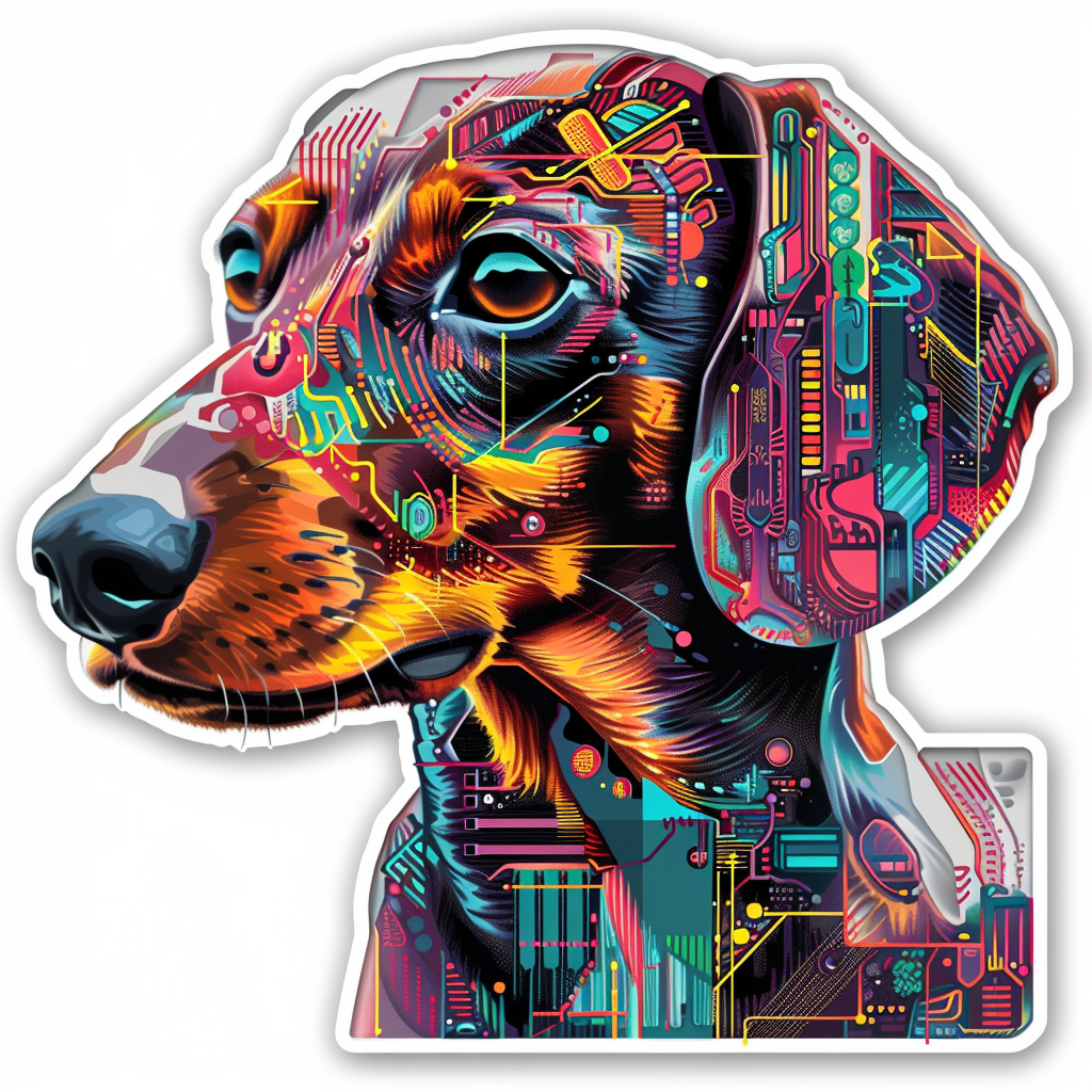 Dachshund Dog cyber punk Vinyl Decal Sticker for Car, Laptop, Tumbler and more # F012886