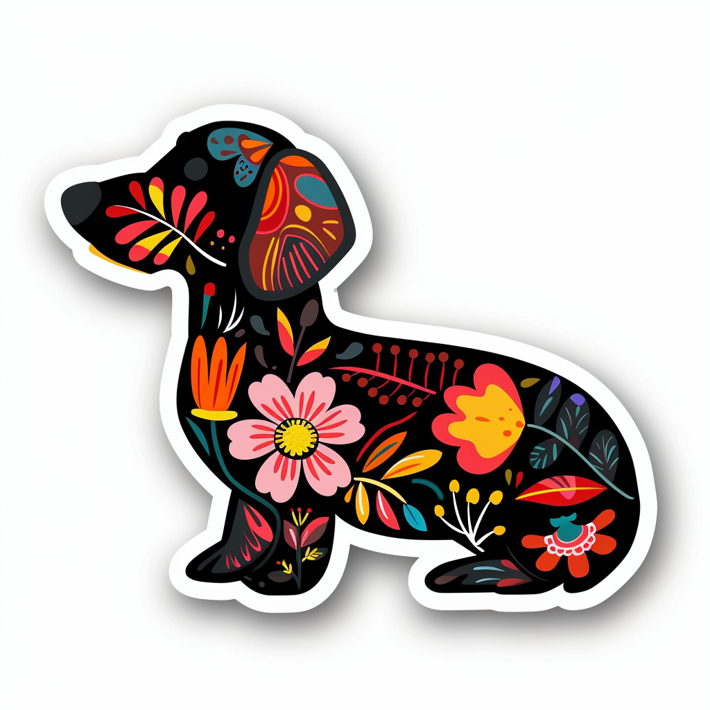 Dachshund Dog floral Vinyl Decal Sticker for Car, Laptop, Tumbler and more # F013194