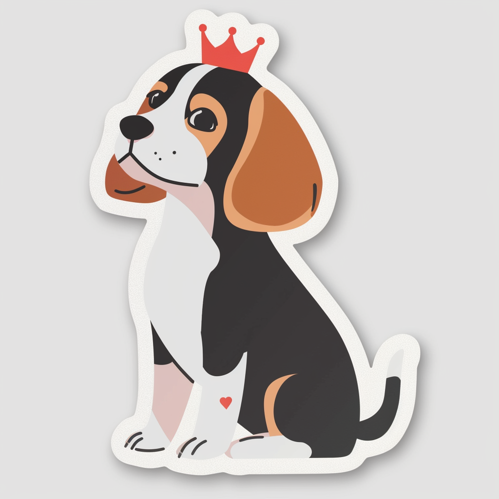 Beagle dog crowned Vinyl Decal Sticker for Car, Laptop, Tumbler and more # F011895