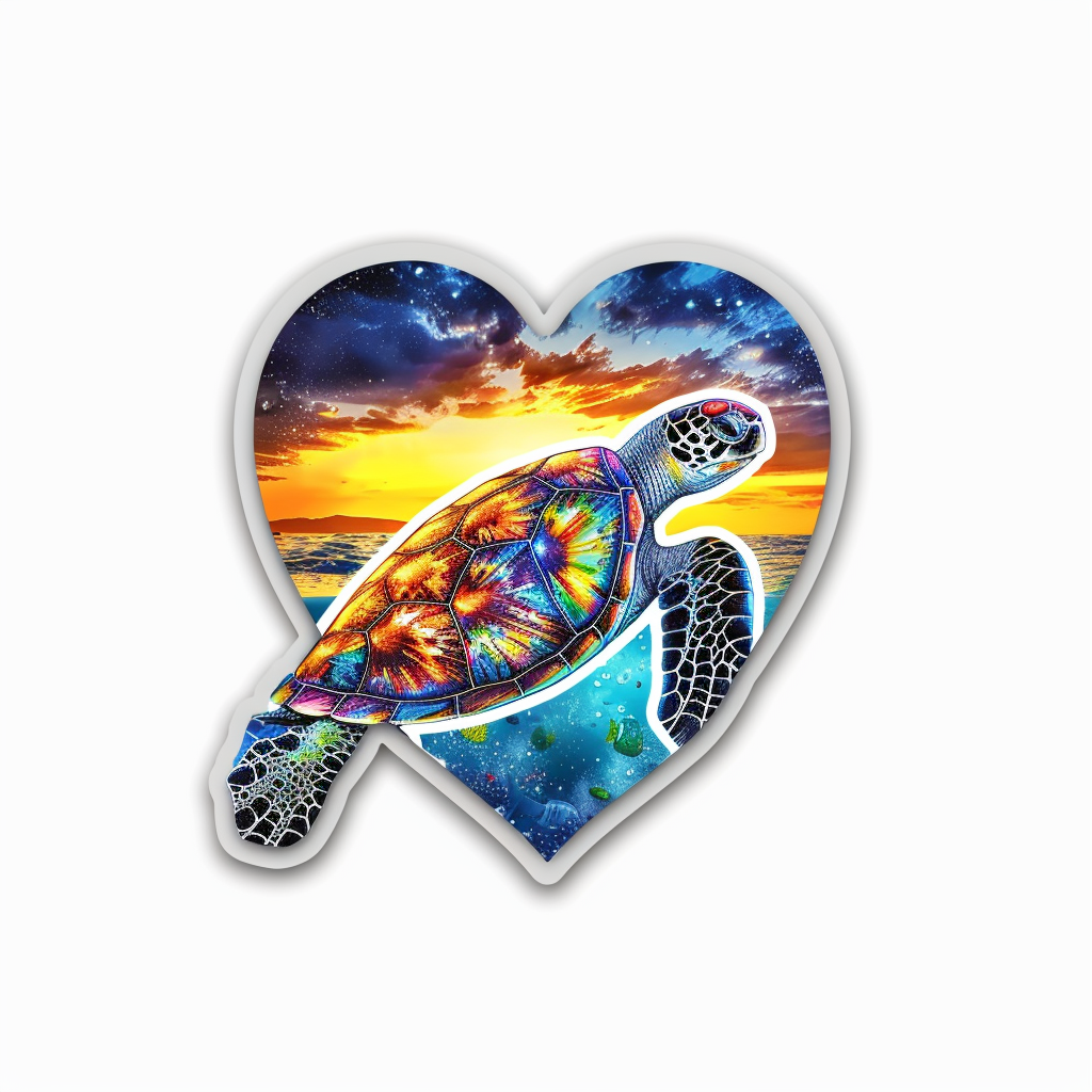 Sticker of a turtle majestic Expressive surreal Vinyl Decal Sticker for Car, Laptop, Tumbler and more # F022070