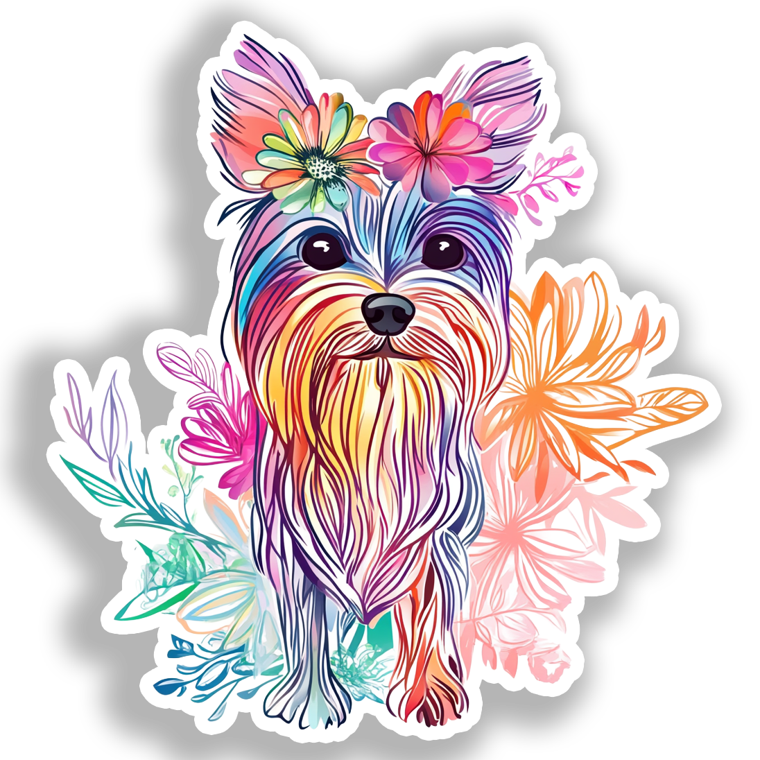 Yorkshire Terrier Dog Vinyl Decal Sticker for Car, Laptop, Tumbler and more # A017074-4" x 4"