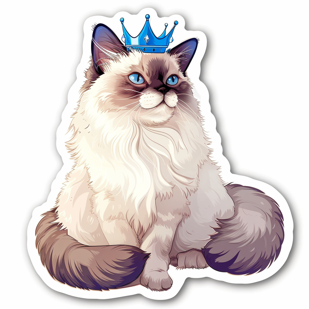 Ragdoll Cat crowned Vinyl Decal Sticker for Car, Laptop, Tumbler and more # F010197