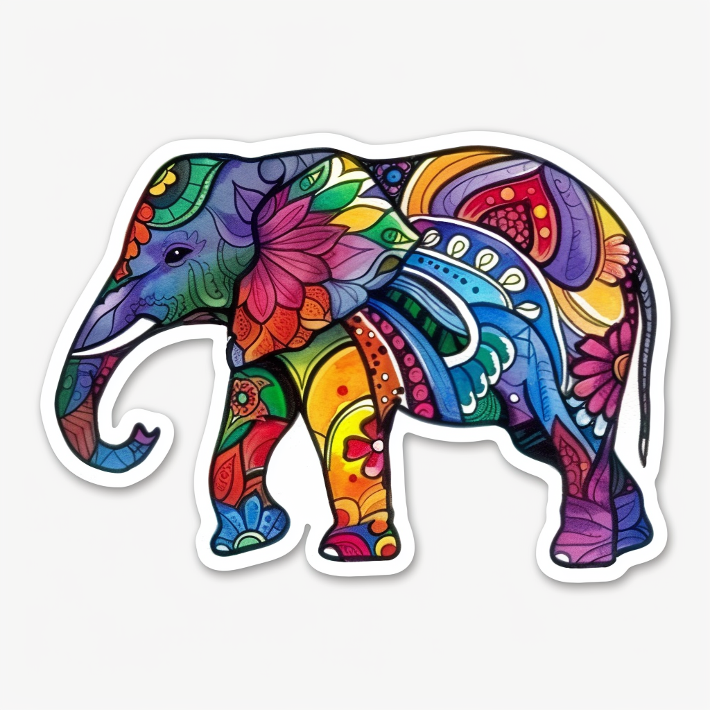 Elephant Expressive surreal Vinyl Decal Sticker for Car, Laptop, Tumbler and more # F022401