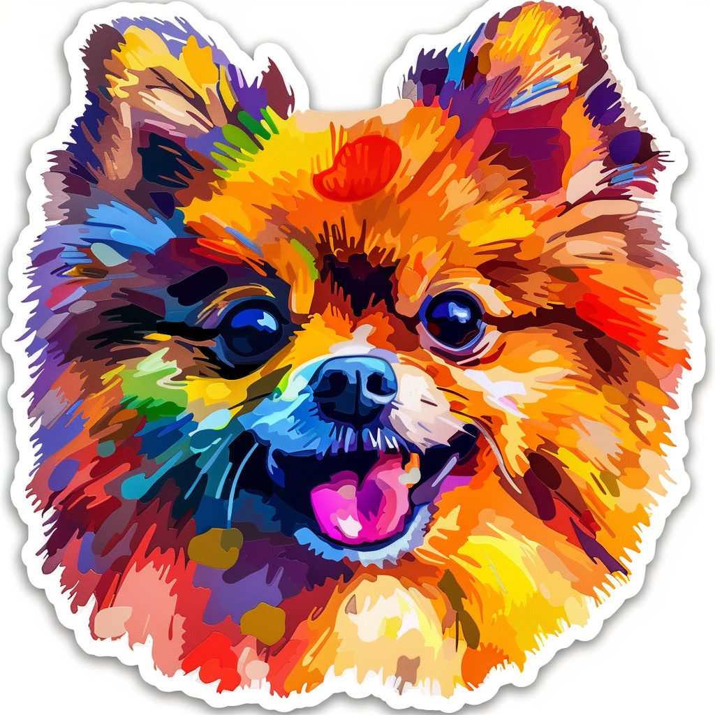 Sticker of a Pomeranian Dog majestic Expressive surreal Vinyl Decal Sticker for Car, Laptop, Tumbler and more # F013766