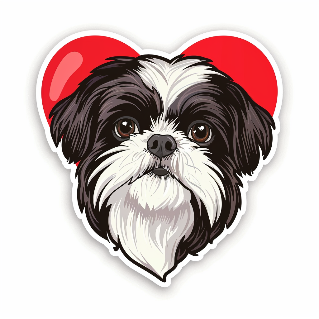 Adorable Shih Tzu Dog Expressive surreal Vinyl Decal Sticker for Car, Laptop, Tumbler and more # F018314