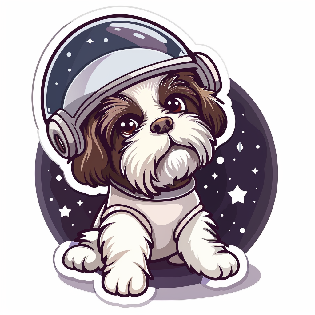 Adorable Shih Tzu Dog Expressive surreal Vinyl Decal Sticker for Car, Laptop, Tumbler and more # F018186