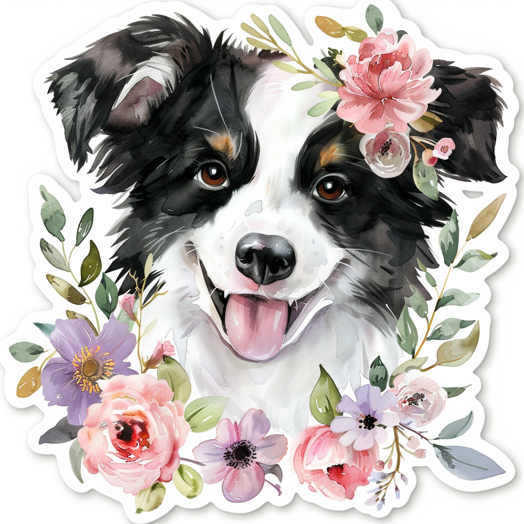 Sticker of a Border Collie Dog majestic Expressive surreal Vinyl Decal Sticker for Car, Laptop, Tumbler and more # F021894