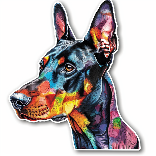 Cute and Adorable Doberman Pinscher Expressive surreal Vinyl Decal Sticker for Car, Laptop, Tumbler and more # F019465-4" x 4"