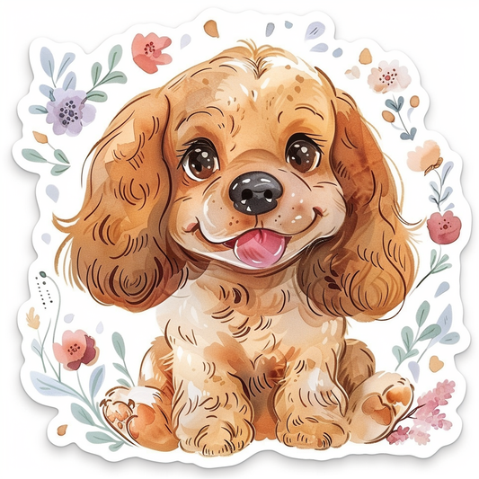 Adorable Cocker Spaniel Dog Expressive surreal Vinyl Decal Sticker for Car, Laptop, Tumbler and more # F020007-4" x 4"