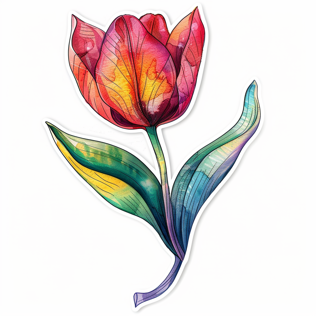 Sticker of a Tulip flower Vinyl Decal Sticker for Car, Laptop, Tumbler and more # F023395